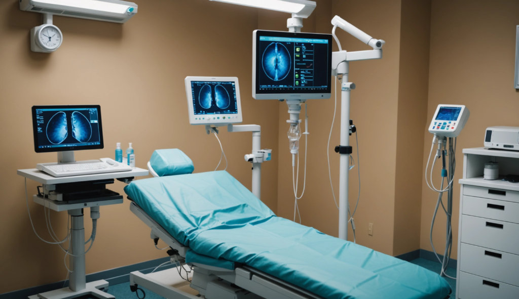 A medical examination room specifically designed for colonoscopy procedures